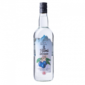 Pflümli Spirituose von Alm Mandl in der 1 Liter Flasche.